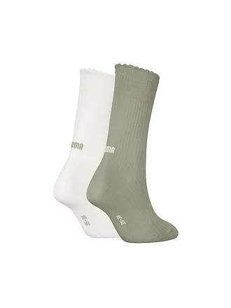 PUMA | Calcetines de ocio para mujer Scallop Edge, paquete de 2 | olive